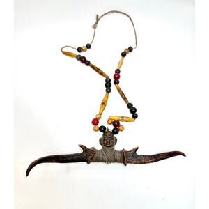 Himalayan Shaman Antler Tribal Bead Necklace Nepal Tamang/Gurung Ritual Amulet